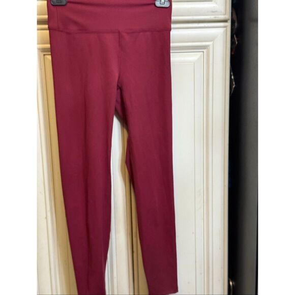 Heroine Sport Women's Pull On Stretch High-Waisted Ankle Leggings Maroon Medium - Picture 1 of 7